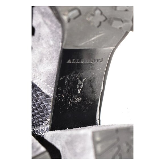 $400 ALLSAINTS SAHARA BOOTIE CHELSEA LUGG HEEL PLATFORM SNAKE GREY 39 (MG8) - Picture 8 of 8